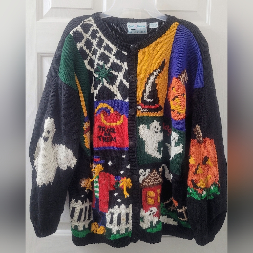 Vintage halloween button front sweater cardigan